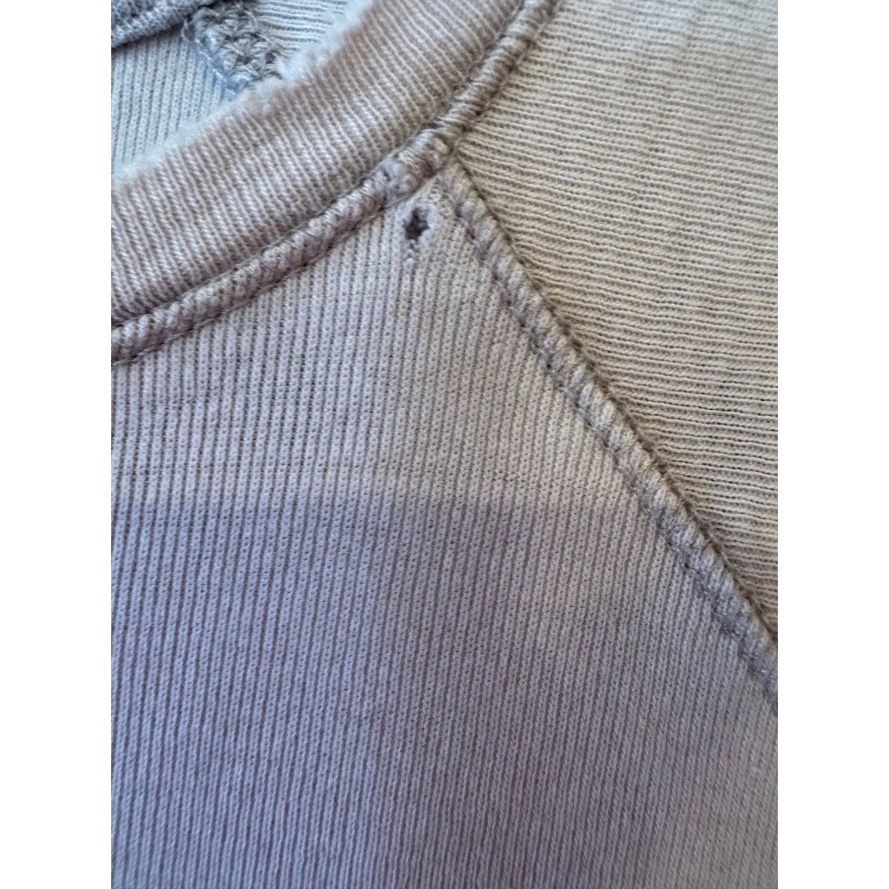 Zara Womens Destroyed Ribbed Knit Top Lite Grey Crew Neck Distressed Small - Picture 9 of 15